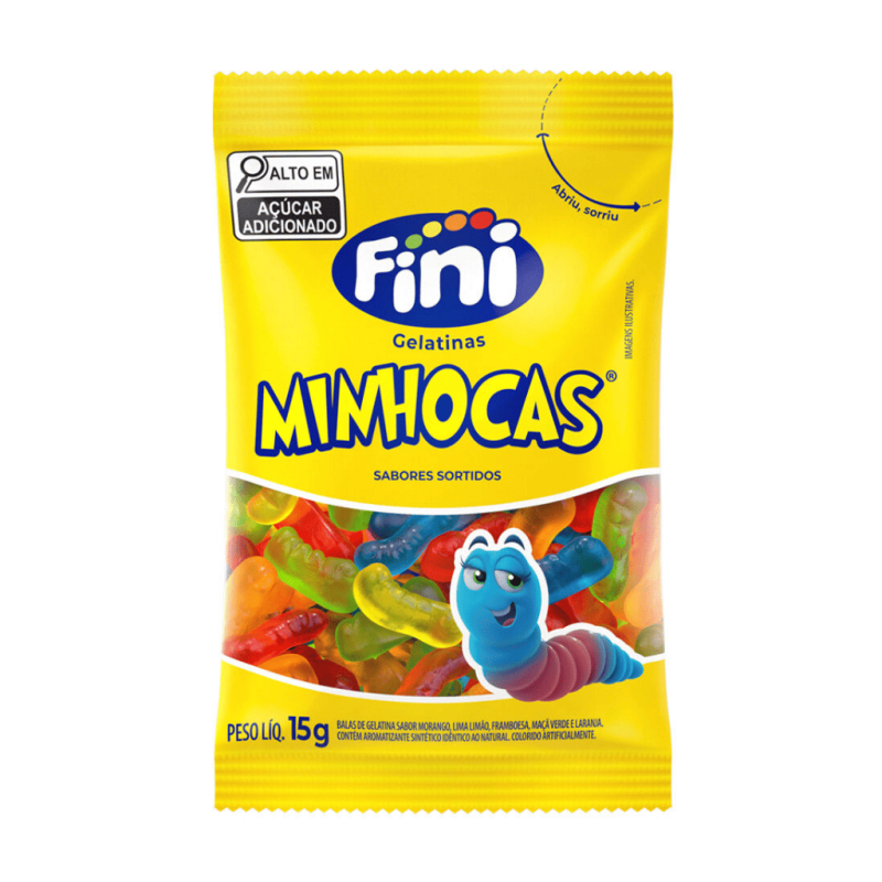 Bala Fini Gelatinas Minhocas Sortidos 15g